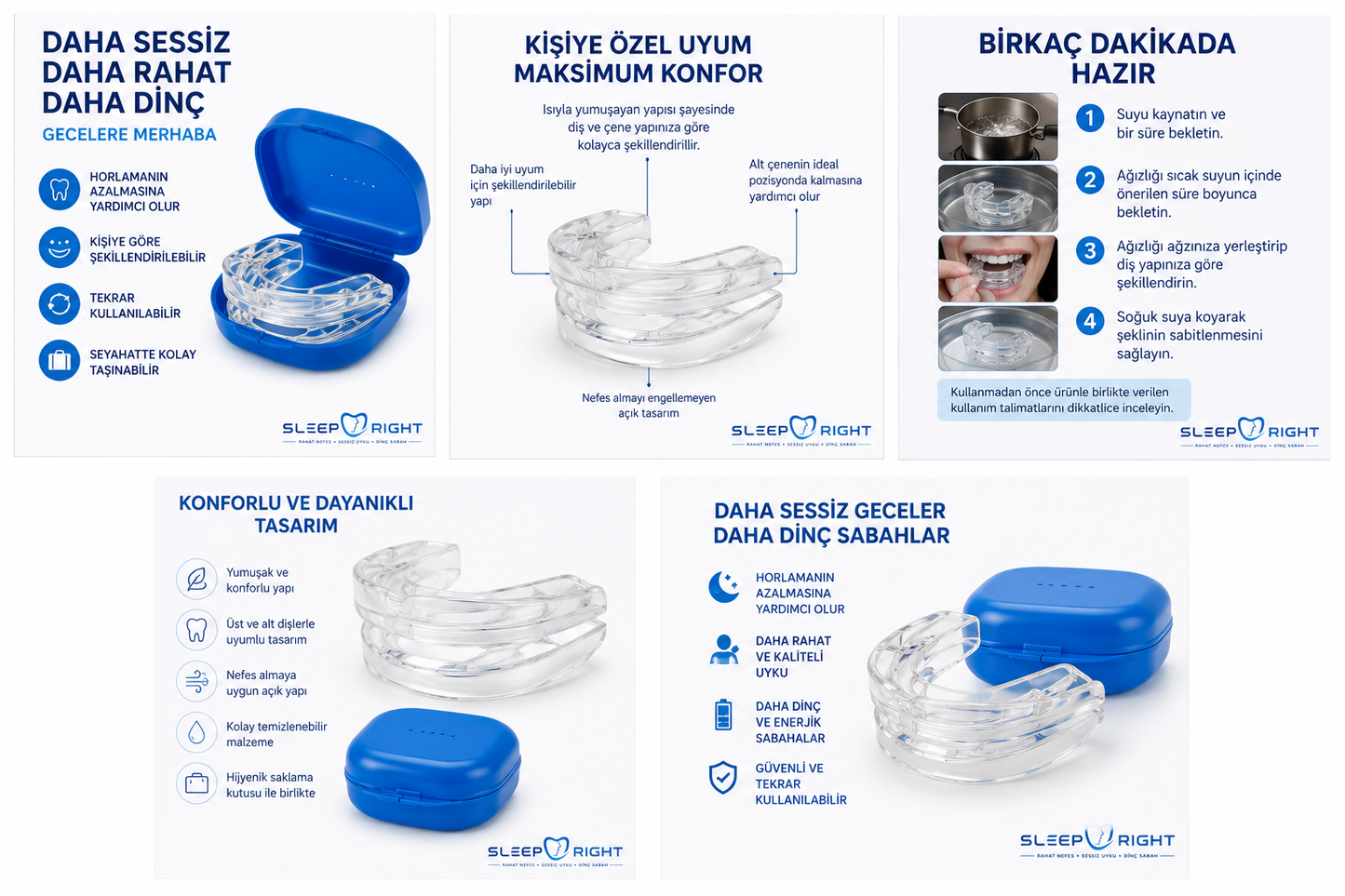 Sleep Right ComfortFit™ Horlama ve Diş Sıkmaya Karşı Kişiye Özel Şekillendirilebilir Ağızlık