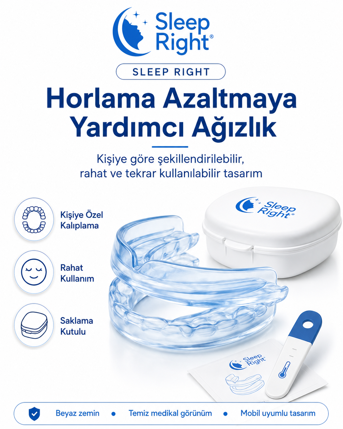 Sleep Right ComfortFit™ Horlama ve Diş Sıkmaya Karşı Kişiye Özel Şekillendirilebilir Ağızlık